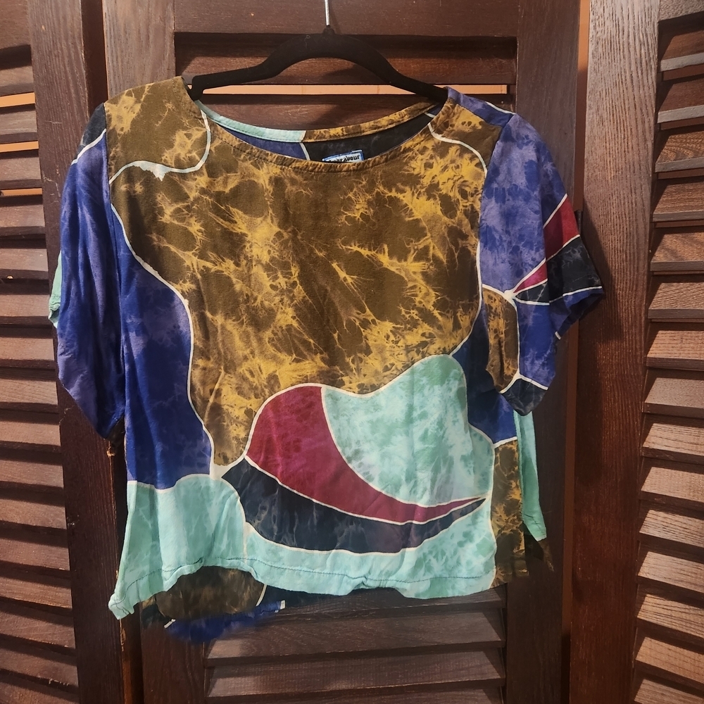 Vintage Multicolor Abstract Crop Top